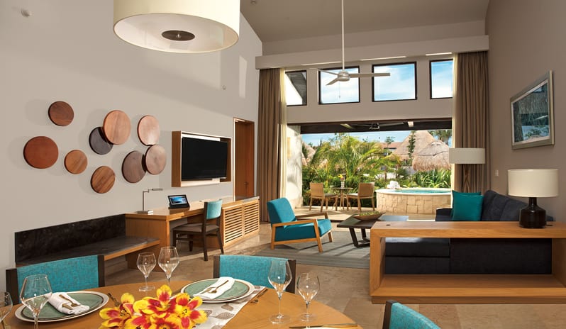 DREAMS PLAYA MUJERES TWO BEDROOM VILLA DINING AND LIVING